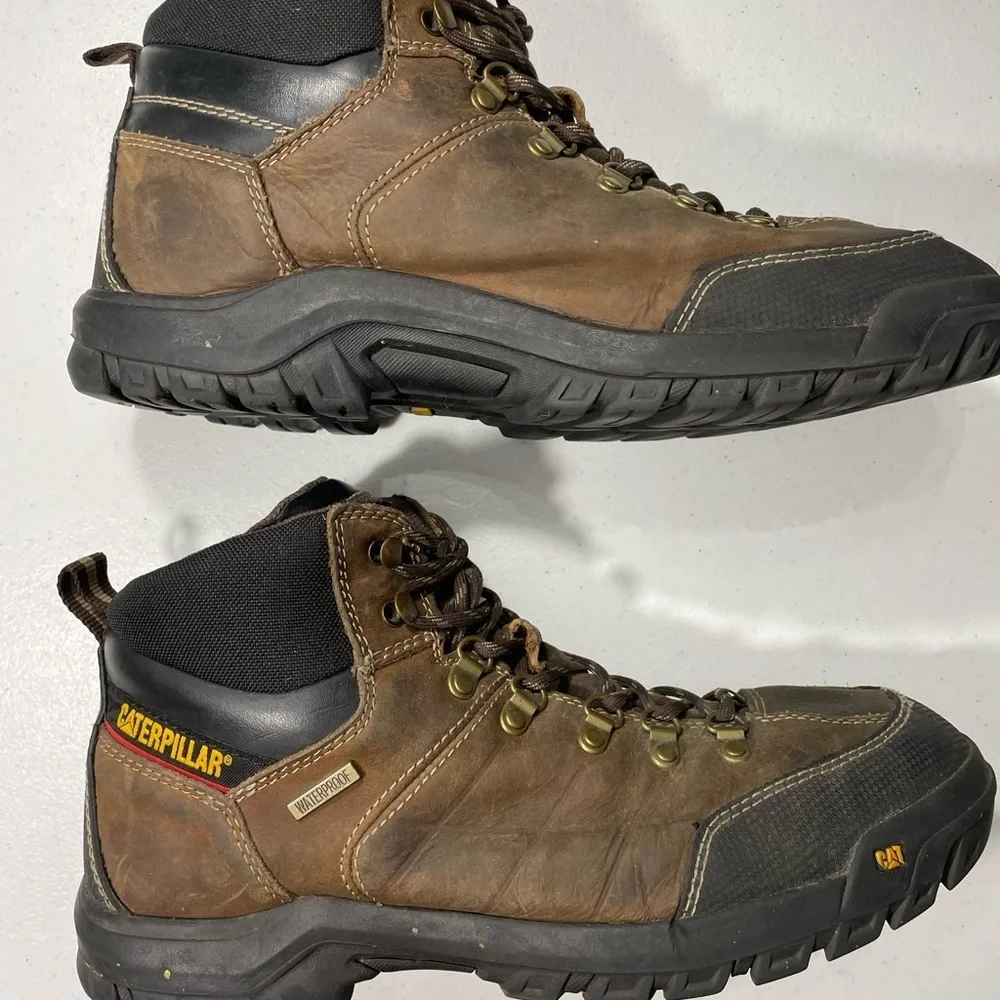 CATERPILLAR Brown Leather Hiking Work Boots Size 12 SB-